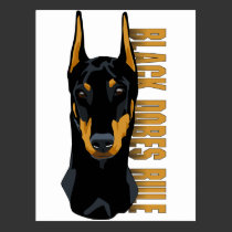 Doberman Head, Black Dobes Rule postcards