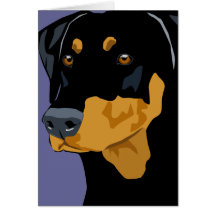 Doberman Head, Black, Uncropped Greeting Card