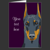 Doberman Head, Blue, Cropped cards