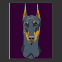 Doberman Head, Blue, Cropped postcards