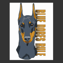 Doberman Head, Blue Dobes Rule postcards