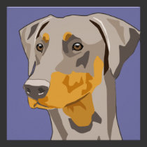 Doberman Head, Fawn, Uncropped invitations