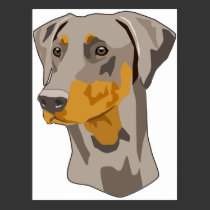 Doberman Head, Fawn, Uncropped postcards