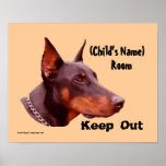 Doberman Keep Out Kids Room Personalised Poster posters