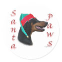 Doberman Pinscher (blk) Santa Paws stickers