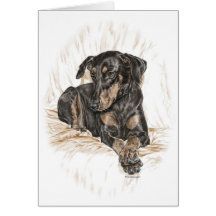 Doberman Pinscher Dog with Natural Ears Greeting Cards