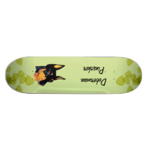 Doberman Pinscher ~ Green Leaves Design Skate Board Decks