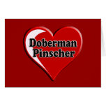 Doberman Pinscher on Heart for dog lovers Cards