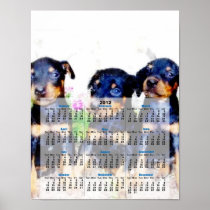 Doberman Pinscher puppies 2012 calendar poster