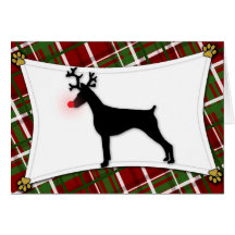 Doberman Pinscher Reindeer Christmas Card