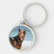 Doberman - Red - Bad to the Bone Keychain