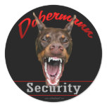 Doberman Security Round Sticker