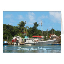 Docked Boats Antigua Greeting Cards