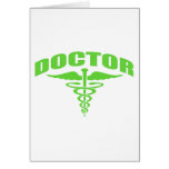Doctor Caduceus Green Greeting Cards