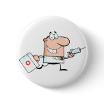 Doctor Running With A Syringe And Bag buttons