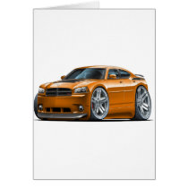 Dodge Charger Daytona Orange Car Greeting Card