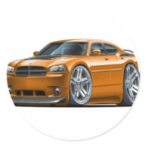 Dodge Charger Daytona Orange Car Round Sticker
