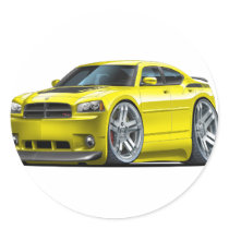 Dodge Charger Daytona Yellow Car Round Stickers