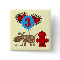 Dog 3rd Birthday Tshirts and Gifts Buttons