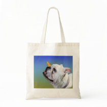 Dog and butterfly canvas bag