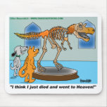 Dog And Cat  In Museum See Dinosaur Skeleton mousepads
