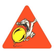 Dog Attacks Balloon Triangle Sticker