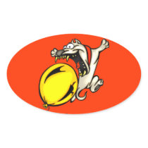 Dog Attacks Balloon Oval Sticker