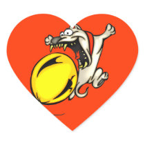Dog Attacks Balloon Heart Stickers