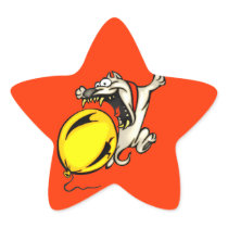 Dog Attacks Balloon Star Stickers