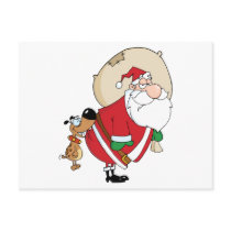 Dog Biting A Santa Claus Post Cards