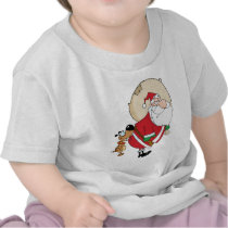 Dog Biting A Santa Claus Tee Shirt