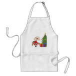 Dog Biting A Santa Claus Under A Christmas Tree aprons
