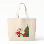 Dog Biting A Santa Claus Under A Christmas Tree bags