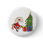 Dog Biting A Santa Claus Under A Christmas Tree buttons