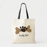 Dog Bone & Paw Print Canvas Bag