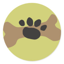 Dog Bone & Paw Print Round Stickers