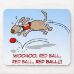 Dog chasing a red ball mousepads