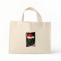 Dog Christmas hat on nose, black lab mix canine Bag