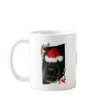 Dog Christmas hat on nose, black lab mix canine mugs