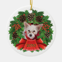 Dog Christmas Holiday Wreath Ornament