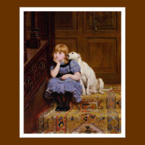 Dog Comforting Girl - Sympathy by R. Briton posters