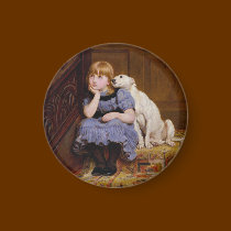 Dog Comforting Girl - "Sympathy" by Riviere Briton magnets