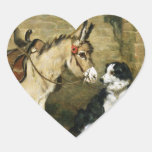 Dog & Donkey Animal Friends - Vintage Art by Emms Stickers