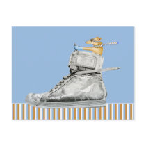Dog Driving a Shoe striped Postcard