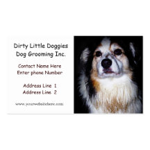 Dog Grooming Dirty Doggie Business Card Template