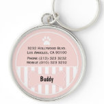 Dog ID Tag Pink Keychain