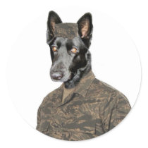 Dog In Uniform Stickers