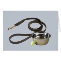 Dog  Leash and Bowl Sympathy Card