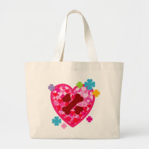 Dog Lover Loving Heart Canvas Bags