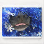 Dog Nose Small tongue Blue Tinsel Mouse Pad